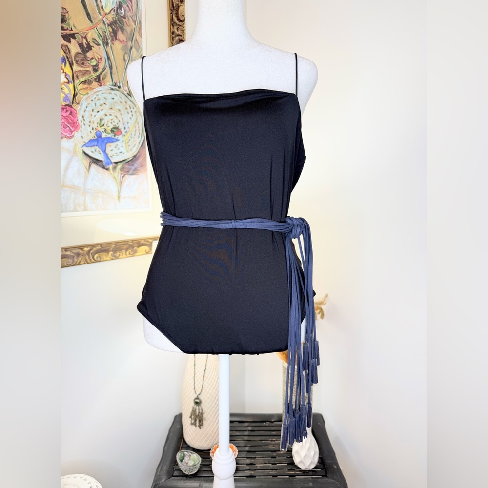 Gretchen Scott Tassel Tango Belt Navy Suede Fringe Wrap Belt NWT Boho